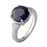 Женское серебряное кольцо с куб. циркониями и сапфиром, 1743922