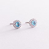 Срібні сережки з куб. цирконіями та топазами, 1796658