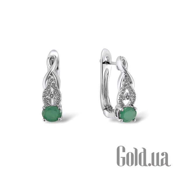 

Серьги Lurie Jewelry, Золотые серьги с бриллиантами и изумрудами