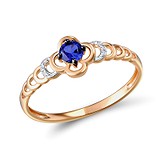 Женское золотое кольцо с бриллиантами и сапфиром, 565042