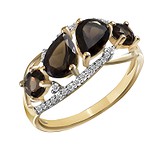 Женское золотое кольцо с бриллиантами и кварцами, 825138