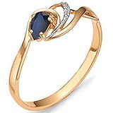 Женское золотое кольцо с бриллиантами и сапфиром, 1554483
