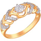 SOKOLOV Серебряное кольцо с куб. циркониями в позолоте, 1612851