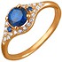 Женское золотое кольцо с куб. циркониями и синт. сапфирами - фото 1