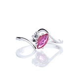 Женское серебряное кольцо с куб. цирконием и рубином, 1632051
