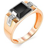 Женское золотое кольцо с ониксом и бриллиантами, 1667635