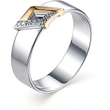 Женское серебряное кольцо с бриллиантами в позолоте, 1673523
