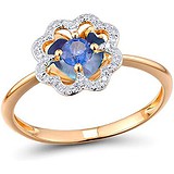 Женское золотое кольцо с бриллиантами и сапфиром, 1684787