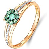 Женское золотое кольцо с бриллиантами и изумрудами, 1691443
