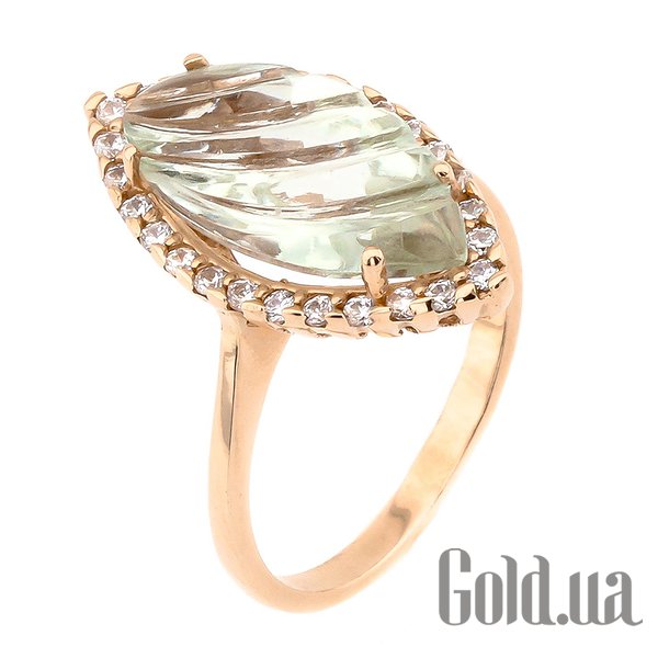 

Кольцо Украина, Женское золотое кольцо с кварцем и куб. циркониями, 18.5