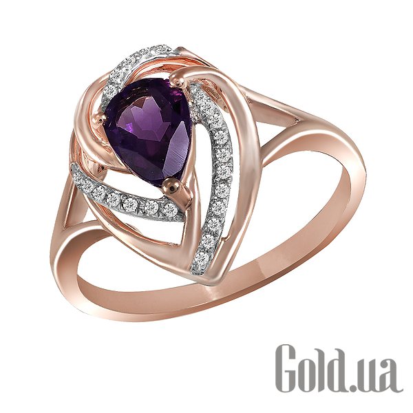 

Кольцо Lurie Jewelry, Женское золотое кольцо с бриллиантами и аметистом, 17.5