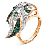 Женское золотое кольцо с бриллиантами и изумрудами, 1553460