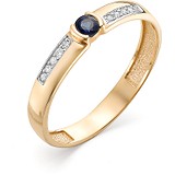 Женское золотое кольцо с бриллиантами и сапфиром, 1611828