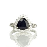 Женское серебряное кольцо с сапфиром и куб. циркониями, 1649972