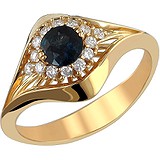 Женское золотое кольцо с бриллиантами и сапфиром, 1666612