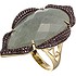Женское серебряное кольцо с куб. циркониями и авантюрином в позолоте - фото 1