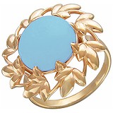 Женское серебряное кольцо с бирюзой в позолоте, 1671220