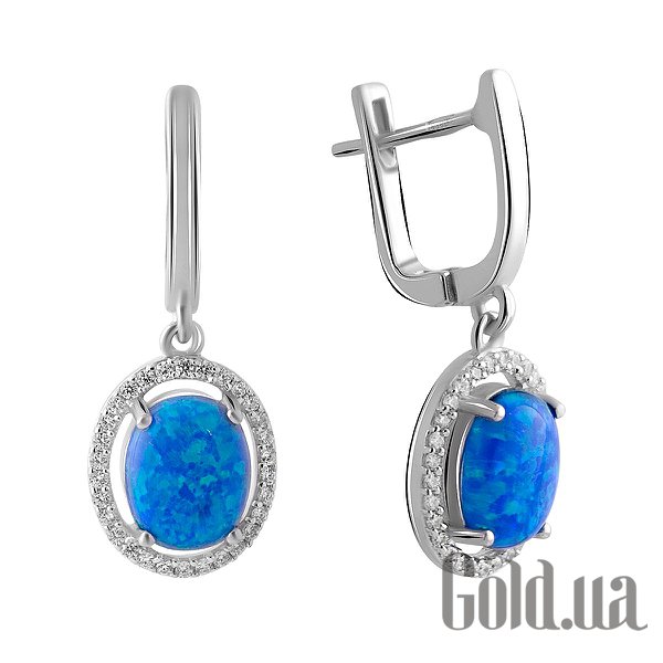 

Серьги с подвесками Fresh Jewelry, Серебряные серьги с куб. циркониями и опалами