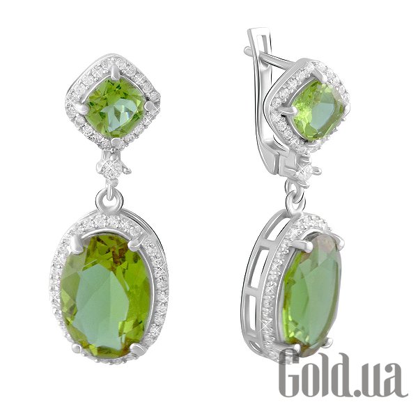 

Серьги с подвесками Fresh Jewelry, Серебряные серьги с куб. циркониями и султанитами