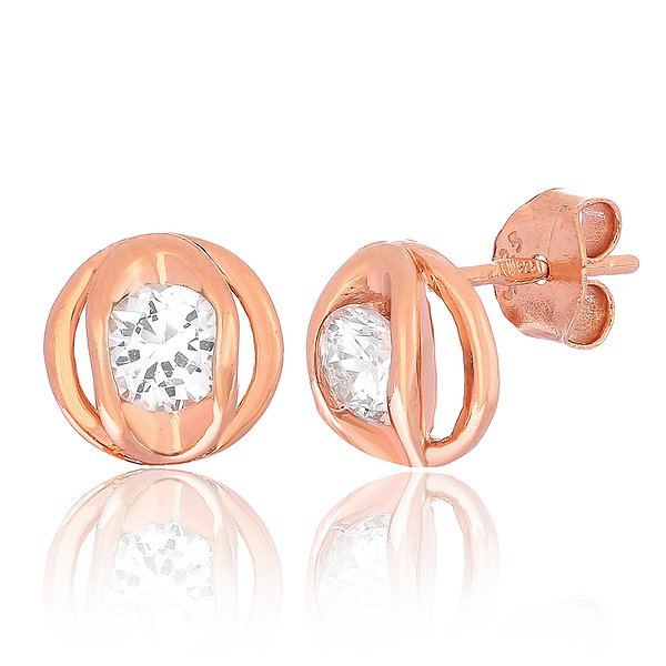 Срібні сережки з куб. цирконіями в позолоті