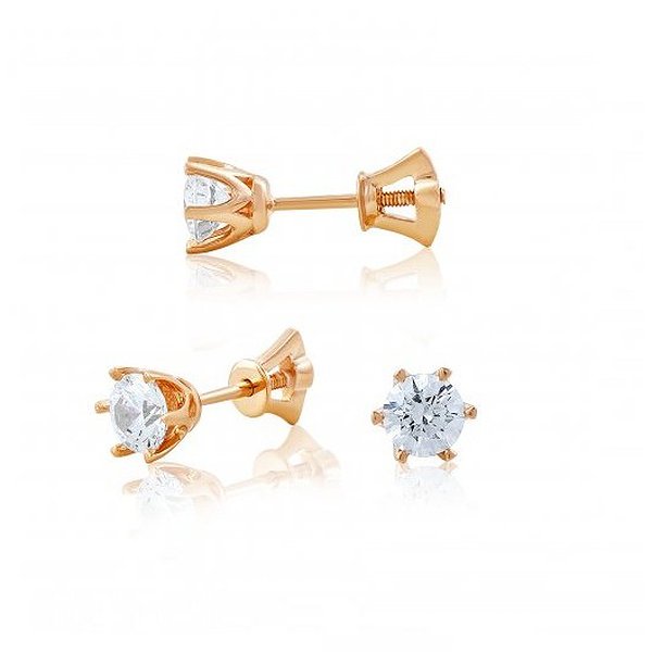 Золоті сережки з цирконіями Swarovski Zirconia