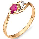 Женское золотое кольцо с бриллиантами и рубином, 1554485
