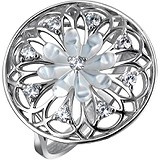 Женское серебряное кольцо с куб. циркониями и перламутром, 1625141