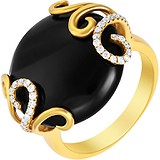 Женское золотое кольцо с бриллиантами и ониксом, 1673269