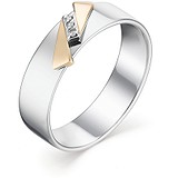Женское серебряное кольцо с бриллиантами в позолоте, 1673525
