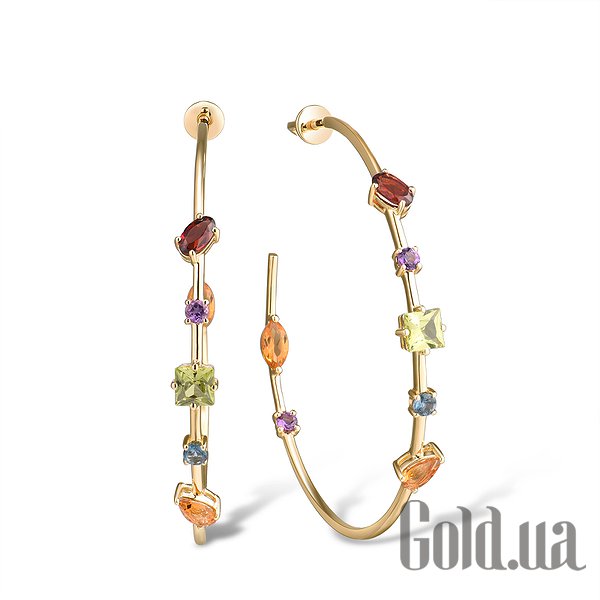 

Серьги-кольца Lurie Jewelry, Золотые серьги с топазами, перидотами, аметистами, гранатами и цитринами