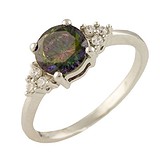 Женское серебряное кольцо с топазом и куб. циркониями (1247280), фотографии
