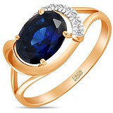 Женское золотое кольцо с бриллиантами и синт. сапфиром, 1554998