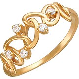 Женское золотое кольцо с куб. циркониями, 1613622