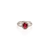 Женское серебряное кольцо с рубином и куб. циркониями, 1649974