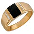 Мужское золотое кольцо с куб. циркониями и ониксом - фото 1