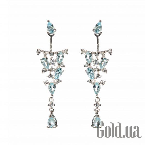 

Серьги с подвесками Украина, Серебряные серьги с куб. циркониями и топазами