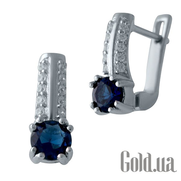 

Серьги Fresh Jewelry, Серебряные серьги с синт. сапфирами и куб. циркониями