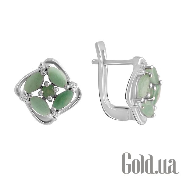 

Серьги Fresh Jewelry, Серебряные серьги с куб. циркониями и изумрудами