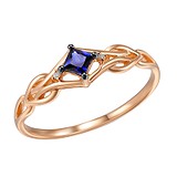 Золотое кольцо с бриллиантами и сапфиром, 1509431
