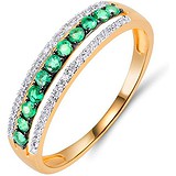 Женское золотое кольцо с бриллиантами и изумрудами, 1602871