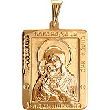 Серебряный кулон "Богородица Владимирская" в позолоте, 1608759