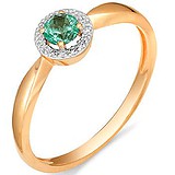 Женское золотое кольцо с бриллиантами и изумрудом, 1612343