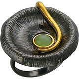 Женское серебряное кольцо с малахитом в позолоте, 1620279