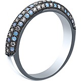 Женское серебряное кольцо с куб. циркониями и синт. опалами, 1625399