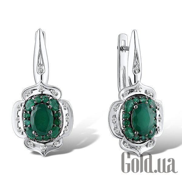 

Серьги Lurie Jewelry, Золотые серьги с бриллиантами и изумрудами