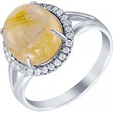 Женское золотое кольцо с бриллиантами и кварцем, 1646135