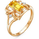 Женское золотое кольцо с цитрином и куб. циркониями, 1650231