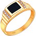 Мужское золотое кольцо с куб. циркониями и ониксом - фото 1