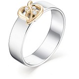 Женское серебряное кольцо с бриллиантами в позолоте, 1673527