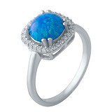 Женское серебряное кольцо с опалом и куб. циркониями (2024293), фотографии